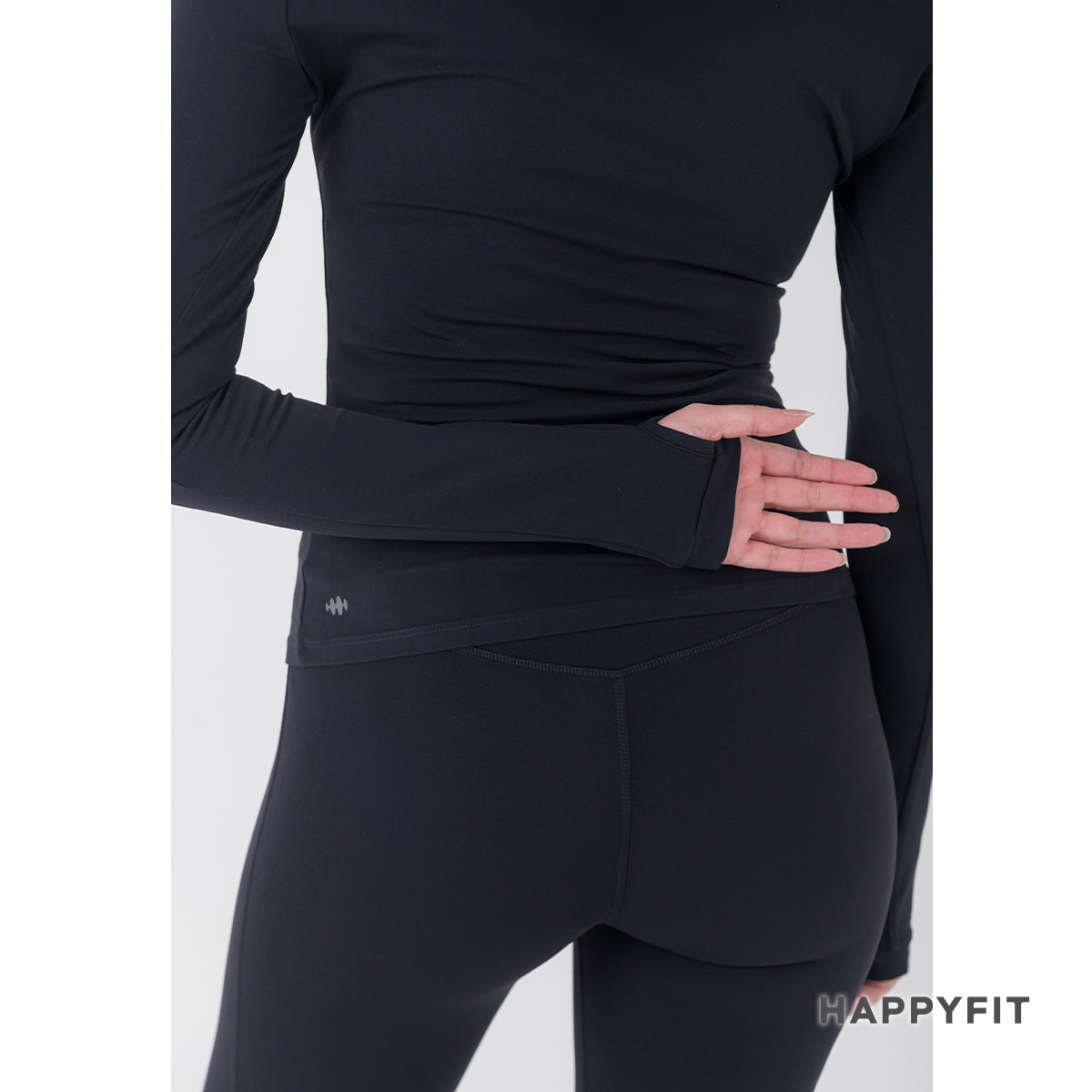 HAPPYFIT Long Sleeve Run Top with Hoodie