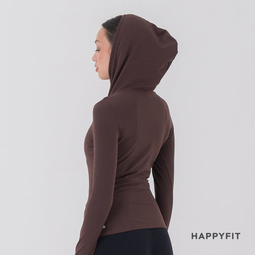 HAPPYFIT Long Sleeve Run Top with Hoodie
