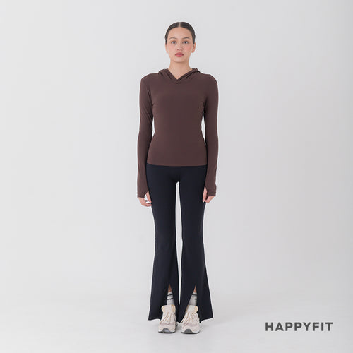 HAPPYFIT Long Sleeve Run Top with Hoodie