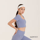Happyfit Sports Bra Ribbed Padded Bra Crop T-shirt
