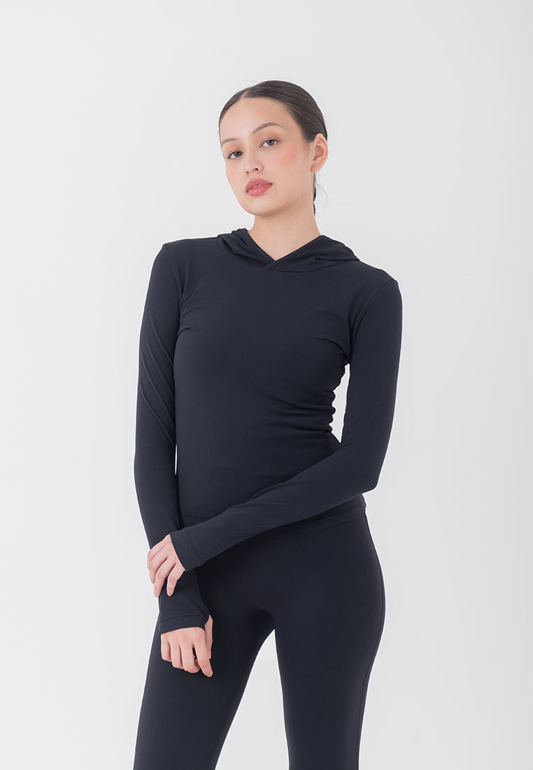 HAPPYFIT Long Sleeve Run Top with Hoodie