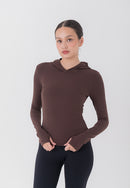 HAPPYFIT Long Sleeve Run Top with Hoodie