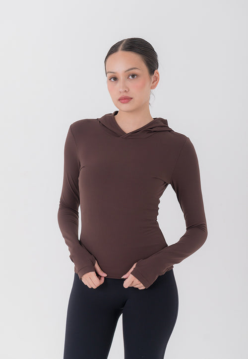 HAPPYFIT Long Sleeve Run Top with Hoodie