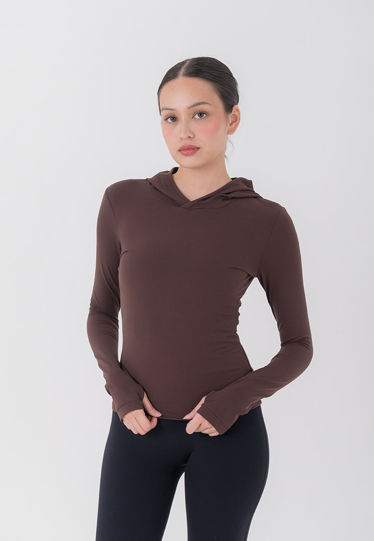 HAPPYFIT Long Sleeve Run Top with Hoodie