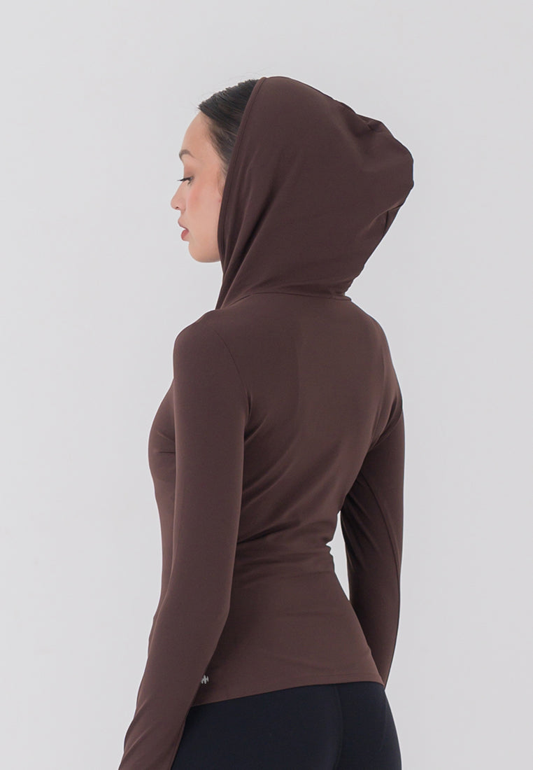 HAPPYFIT Long Sleeve Run Top with Hoodie