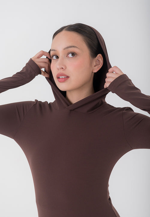 HAPPYFIT Long Sleeve Run Top with Hoodie