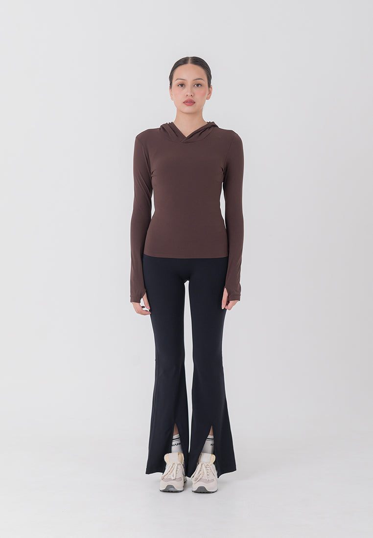 HAPPYFIT Long Sleeve Run Top with Hoodie