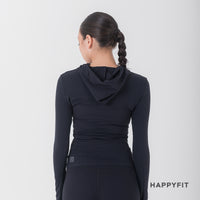 HAPPYFIT Long Sleeve Run Top with Hoodie