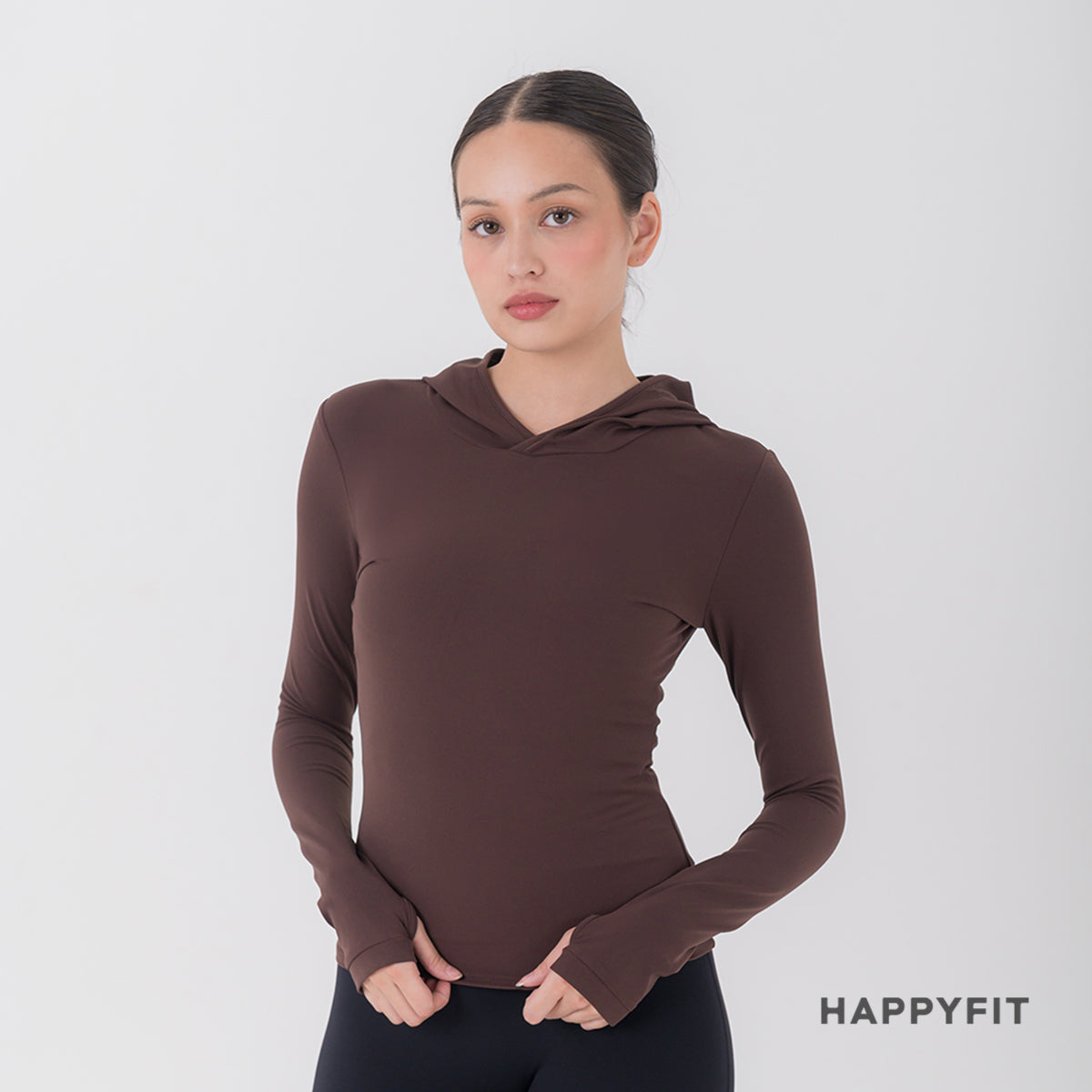 HAPPYFIT Long Sleeve Run Top with Hoodie