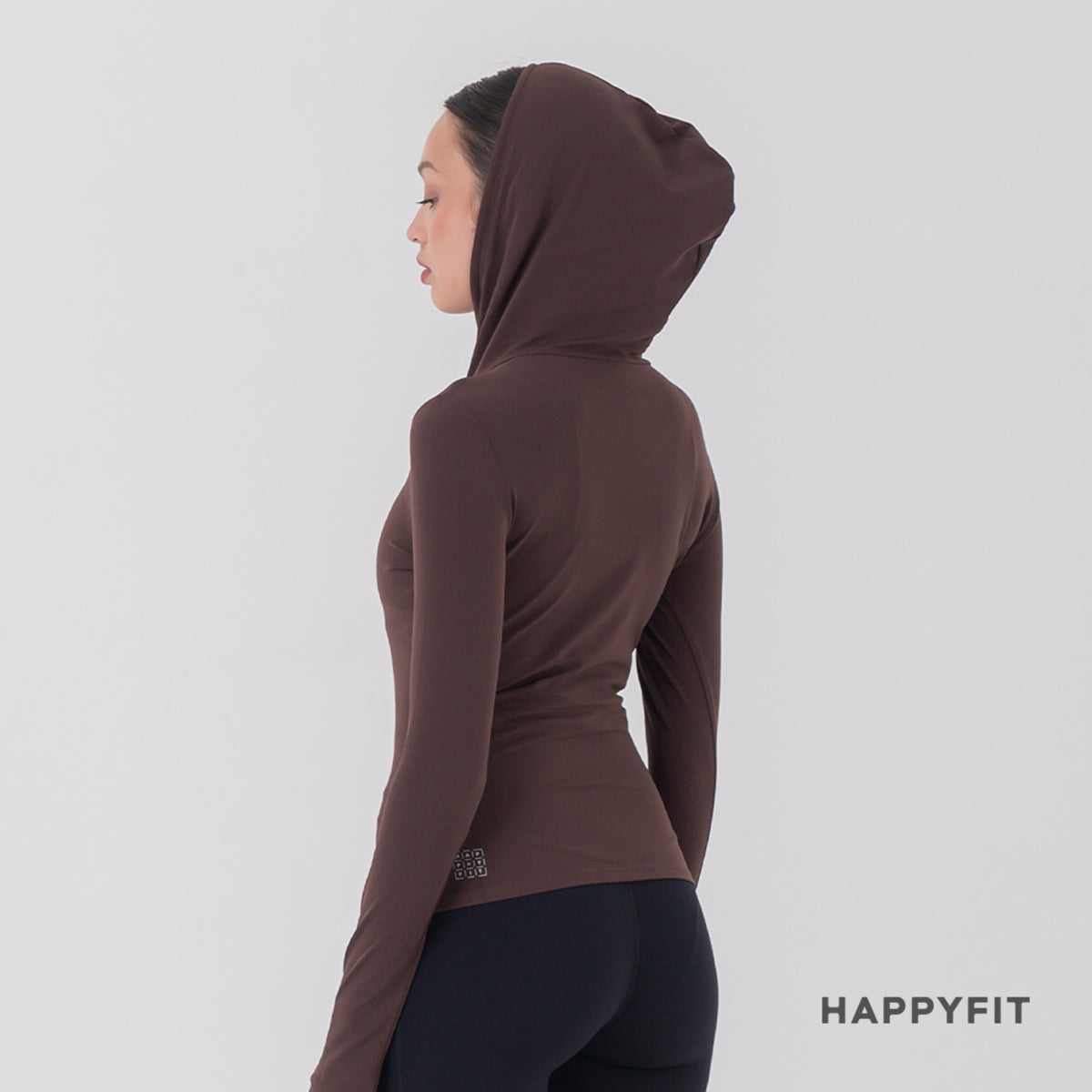 HAPPYFIT Long Sleeve Run Top with Hoodie