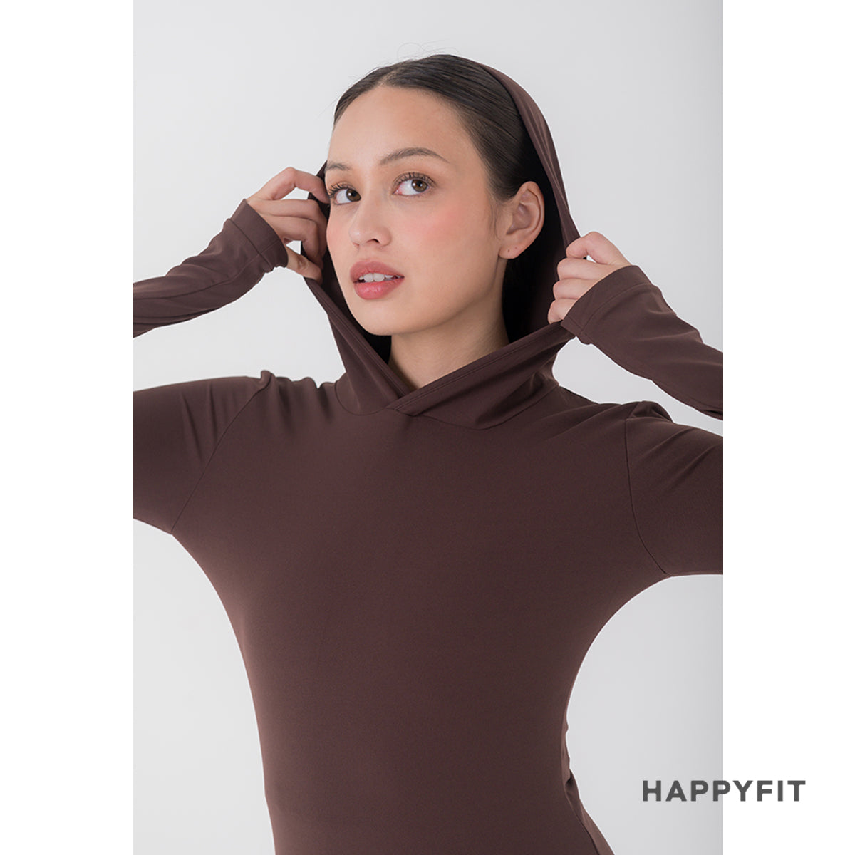 HAPPYFIT Long Sleeve Run Top with Hoodie