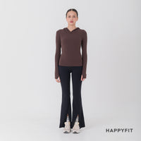 HAPPYFIT Long Sleeve Run Top with Hoodie