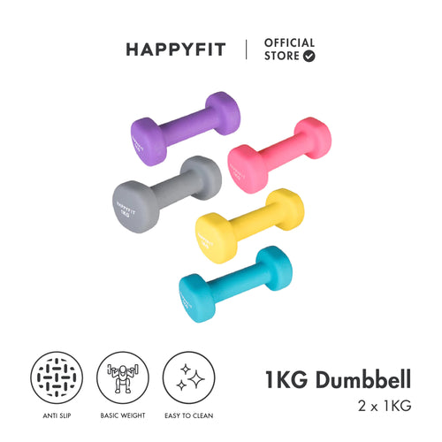 HAPPYFIT Neoprene Dumbbell 1 Kg (2 Pcs)
