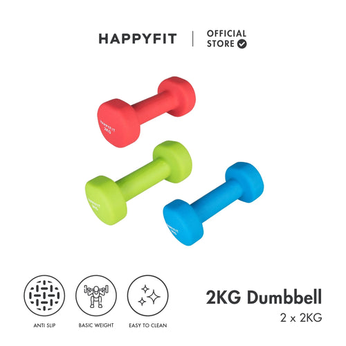 HAPPYFIT Neoprene Dumbbell 2 Kg (2 Pcs)