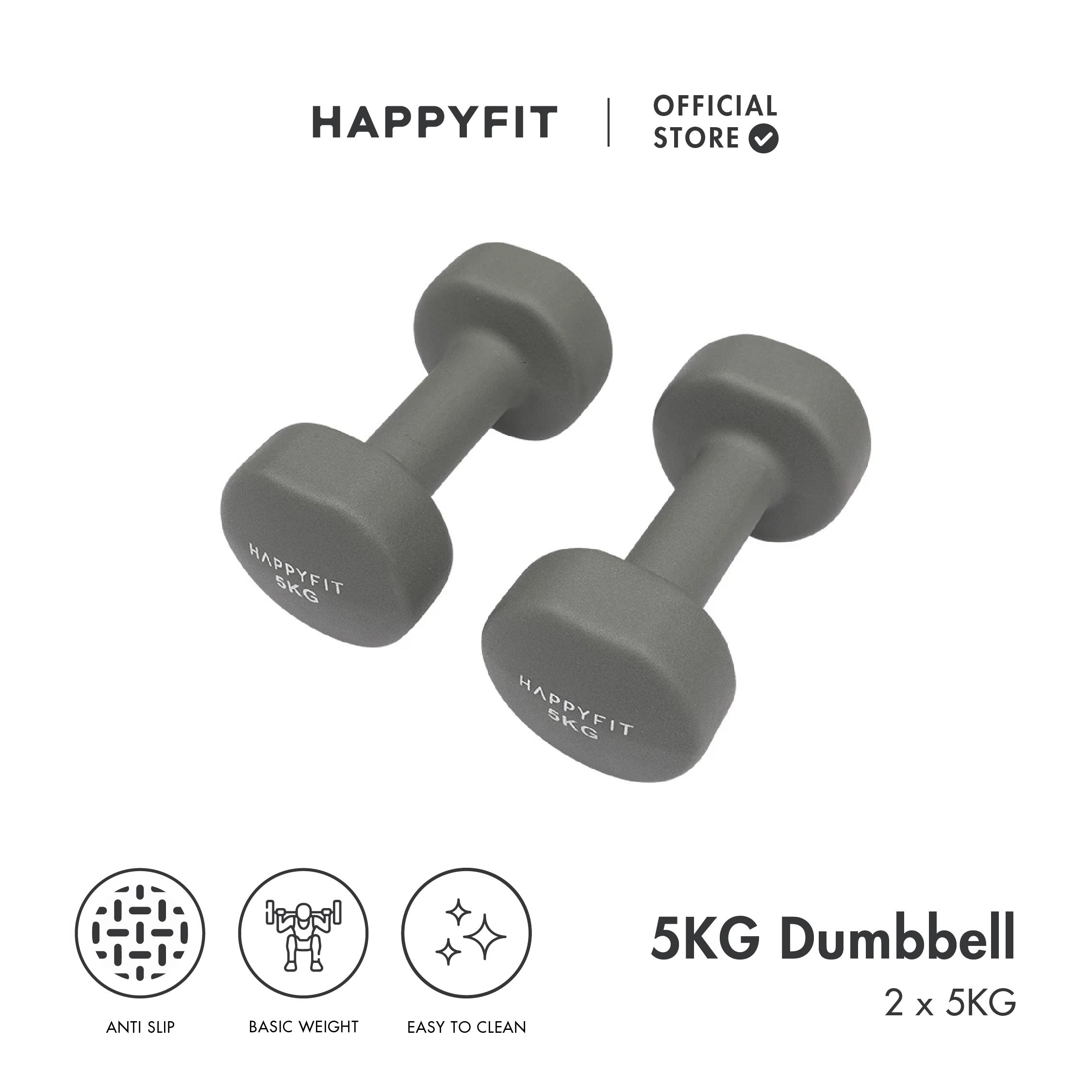 HAPPYFIT Neoprene Dumbbell 5 Kg (2 Pcs)
