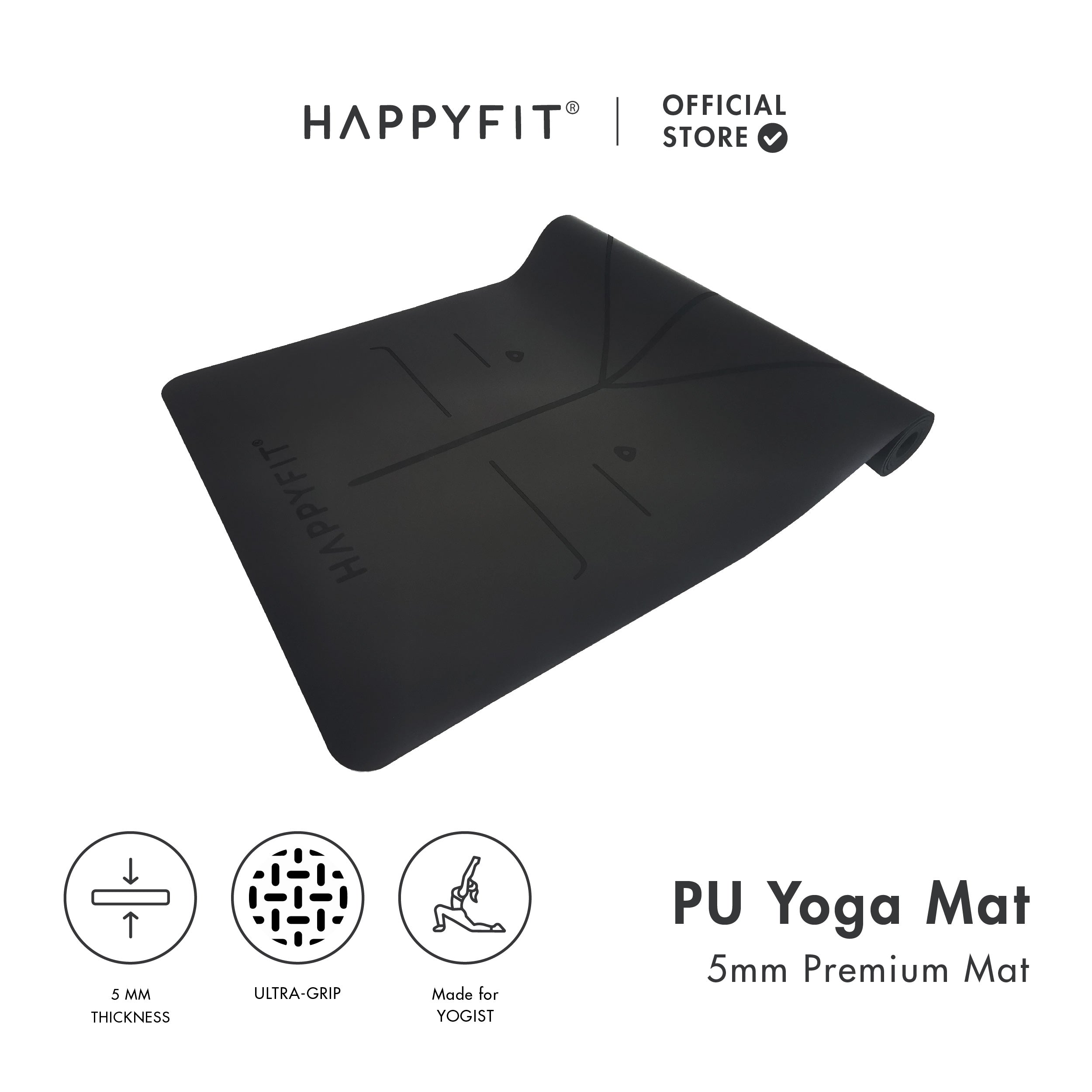 HAPPYFIT Yoga Mat Premium PU 5mm Align