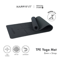 HAPPYFIT [Free Strap] Yoga Mat Tpe 8mm Asana