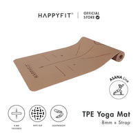 HAPPYFIT [Free Strap] Yoga Mat Tpe 8mm Asana