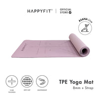 HAPPYFIT [Free Strap] Yoga Mat Tpe 8mm Asana