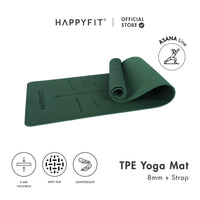 HAPPYFIT [Free Strap] Yoga Mat Tpe 8mm Asana