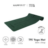 HAPPYFIT [Free Strap] Yoga Mat Tpe 8mm Asana