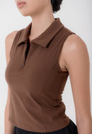 HAPPYFIT Sleeveless Polo Bra Top