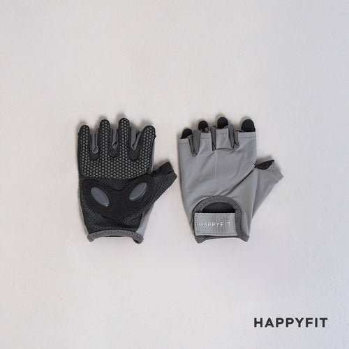 HAPPYFIT Fitness Gloves with Palm Pad & Anti Slip Silicone Dots