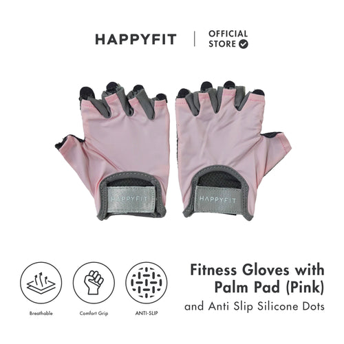 HAPPYFIT Fitness Gloves with Palm Pad & Anti Slip Silicone Dots