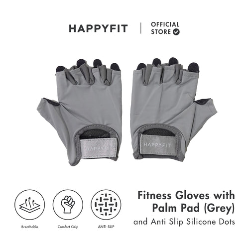HAPPYFIT Fitness Gloves with Palm Pad & Anti Slip Silicone Dots