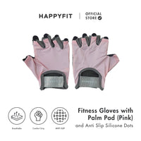 HAPPYFIT FITNESS GLOVES WITH PALM PAD & ANTI SLIP SILICONE DOTS