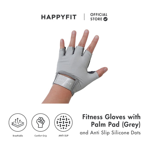 HAPPYFIT Fitness Gloves with Palm Pad & Anti Slip Silicone Dots