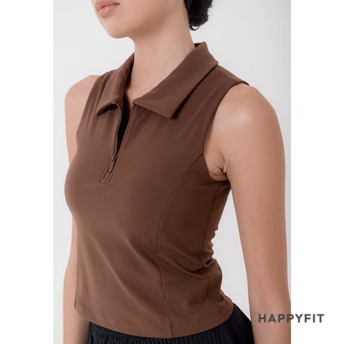 HAPPYFIT Sleeveless Polo Bra Top