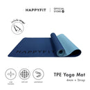 HAPPYFIT [Free Strap] Yoga Mat Tpe Eco Friendly 4mm Reversible