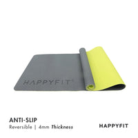 HAPPYFIT [Free Strap] Yoga Mat Tpe Eco Friendly 4mm Reversible