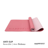 HAPPYFIT [Free Strap] Yoga Mat Tpe Eco Friendly 4mm Reversible
