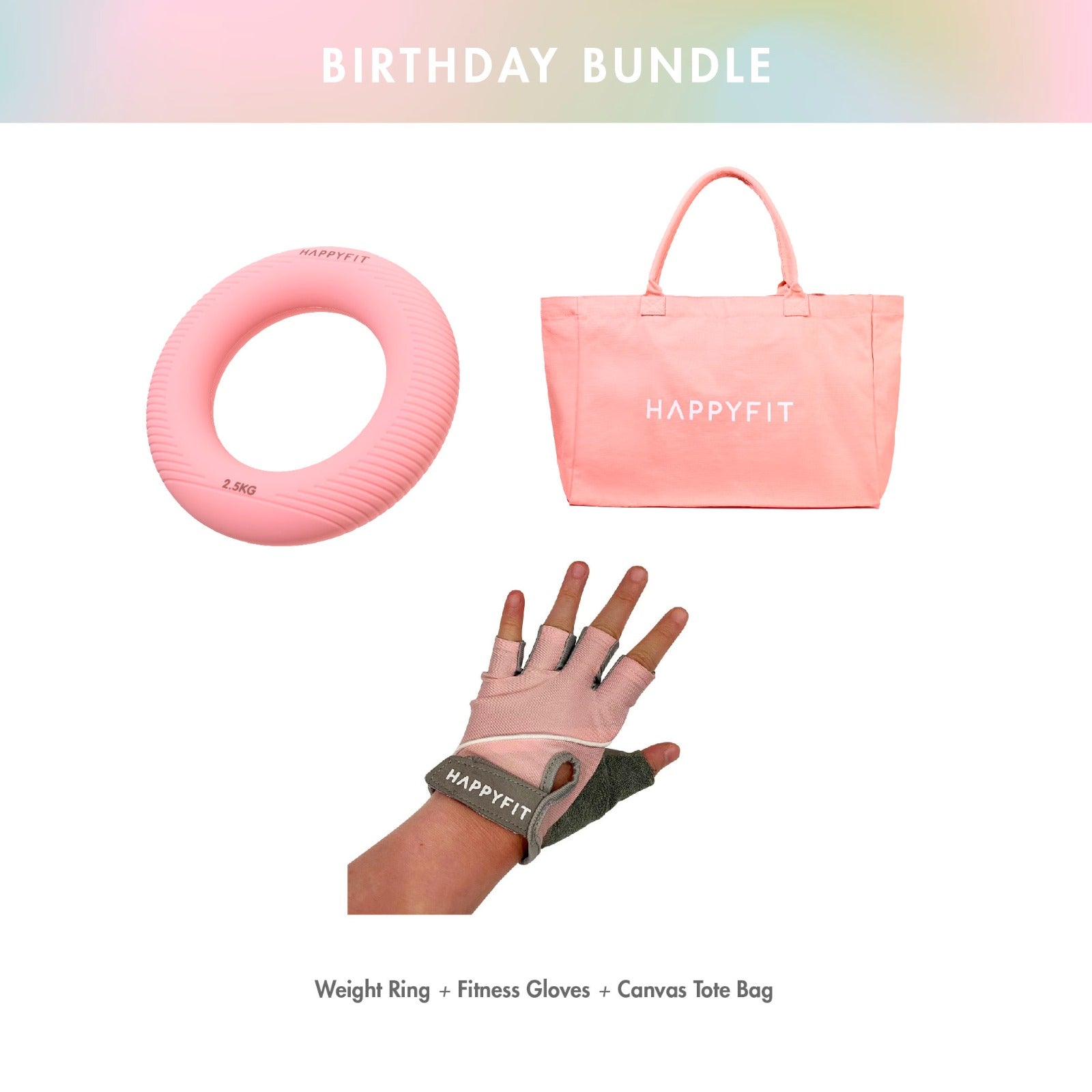 Bundle Active Weight Ring 2,5 kg (Bubblegum) + Fitness Gloves Low (Pink) + Tote Bag (Peach)