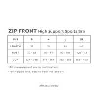 HAPPYFIT Zip Front High Support Sports Bra