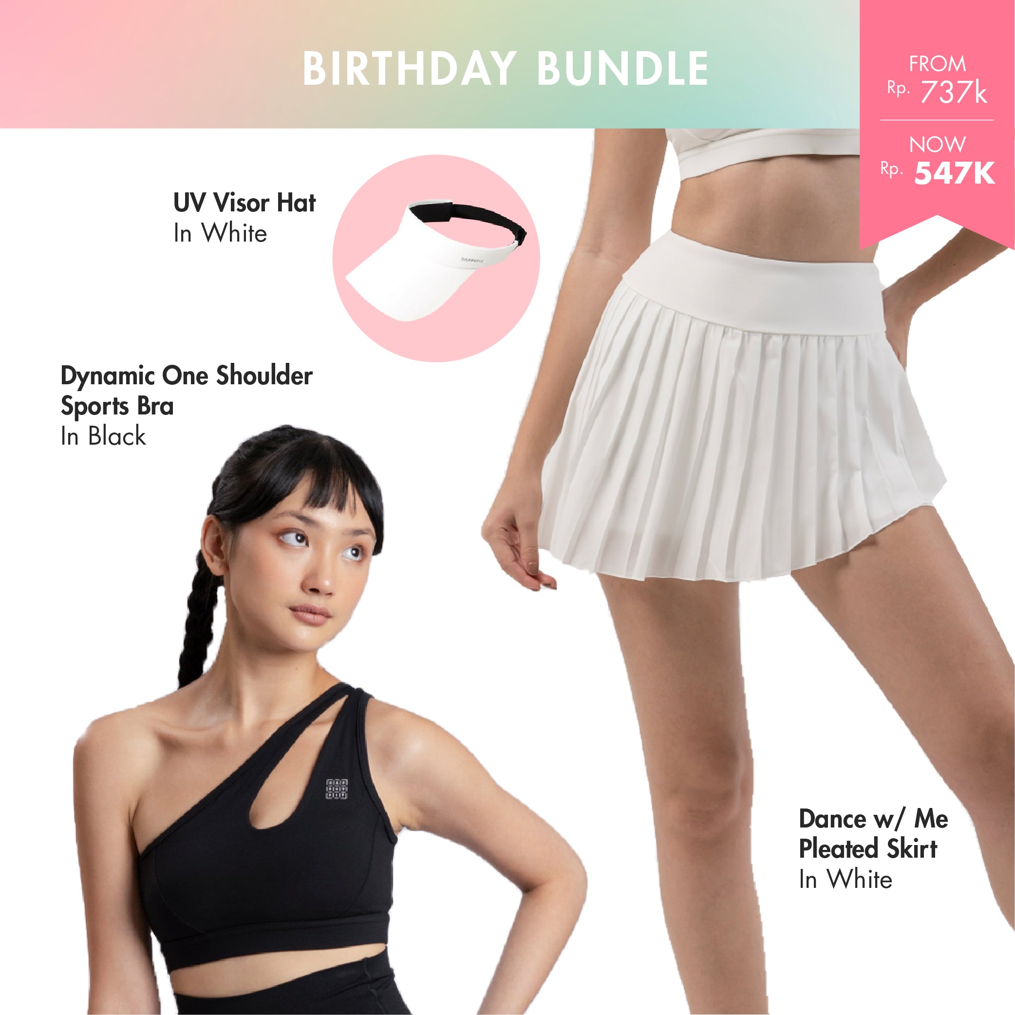 Bundle Activewear Dynamic Bra  + Dance With Me Skirt + UV visor Hat