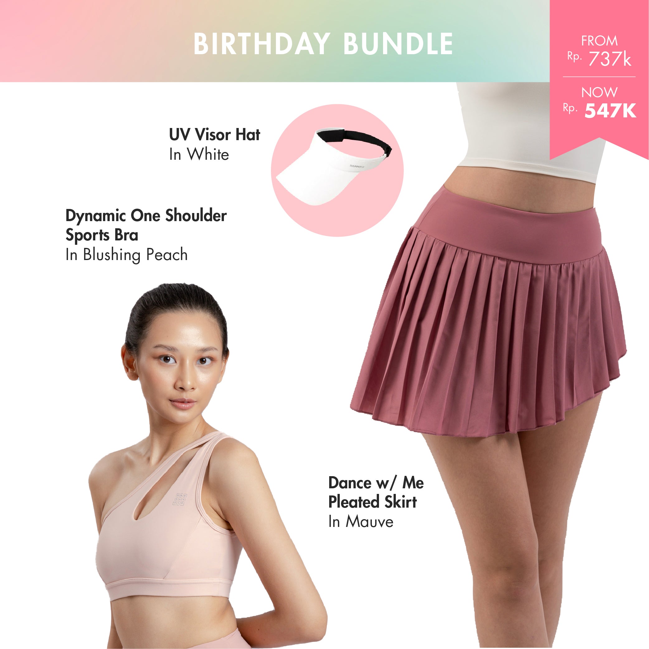 Bundle Activewear Dynamic Bra  + Dance With Me Skirt + UV visor Hat