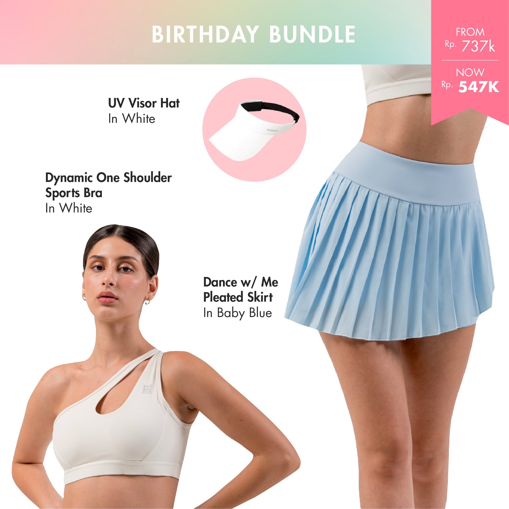 Bundle Activewear Dynamic Bra  + Dance With Me Skirt + UV visor Hat