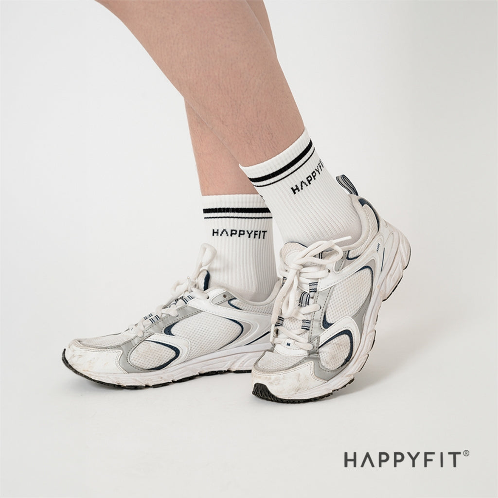HAPPYFIT Unisex Half Crew Socks (Free Size) / Kaos Kaki Olahraga