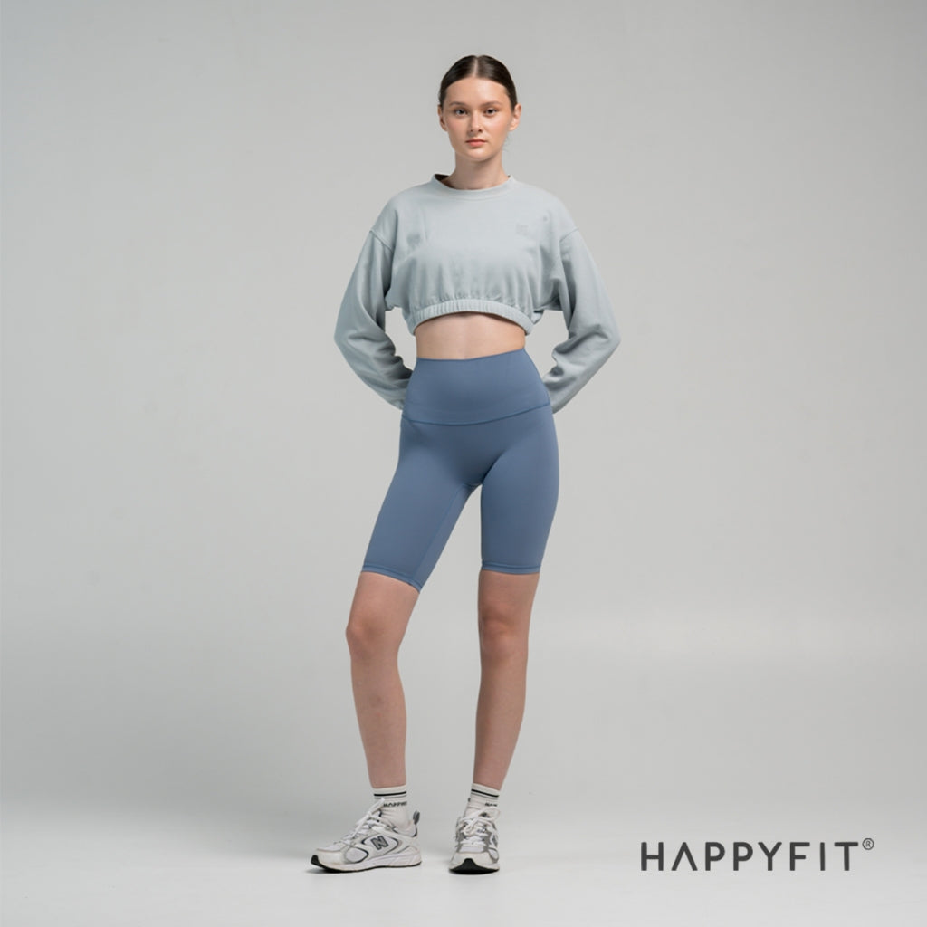 HAPPYFIT - Freedom Fit Bundle 1 | [Buy 1 Get 1] Drop Shoulder Comfit Crop Sweatshirt Ice Blue FREE Drop Shoulder Comfit Crop Sweatshirt Stone