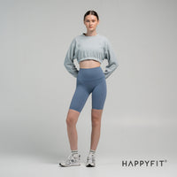 HAPPYFIT - Freedom Fit Bundle 1 | [Buy 1 Get 1] Drop Shoulder Comfit Crop Sweatshirt Ice Blue FREE Drop Shoulder Comfit Crop Sweatshirt Stone