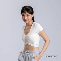HAPPYFIT Ruched Short Sleeve Sports Bra