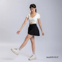 HAPPYFIT Ruched Short Sleeve Sports Bra