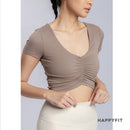 HAPPYFIT Ruched Short Sleeve Sports Bra
