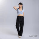 HAPPYFIT Ruched Short Sleeve Sports Bra