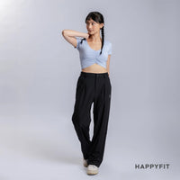 HAPPYFIT Ruched Short Sleeve Sports Bra