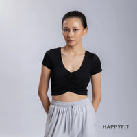 HAPPYFIT Ruched Short Sleeve Sports Bra