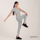 Happyfit Sports Bra Ribbed Padded Bra Crop T-shirt